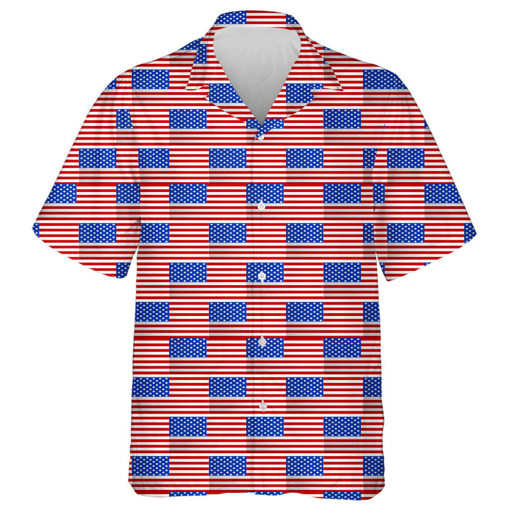 Classic American Flag Pattern Red And White Striped Hawaiian Shirt, Hawaiian Shirt Gift, Christmas Gift