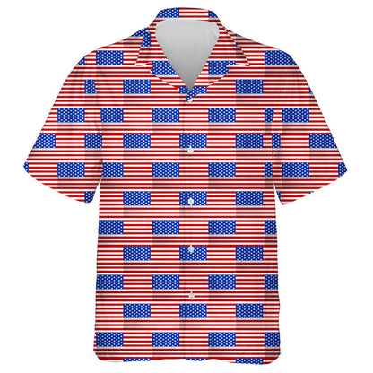 Classic American Flag Pattern Red And White Striped Hawaiian Shirt, Hawaiian Shirt Gift, Christmas Gift