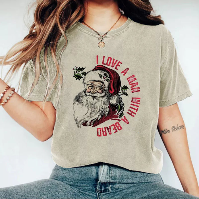 I love a man with a beard T-Shirt, Christmas Shirt, Christmas Sweatshirt Cute, Christmas Winter Sweatshirt