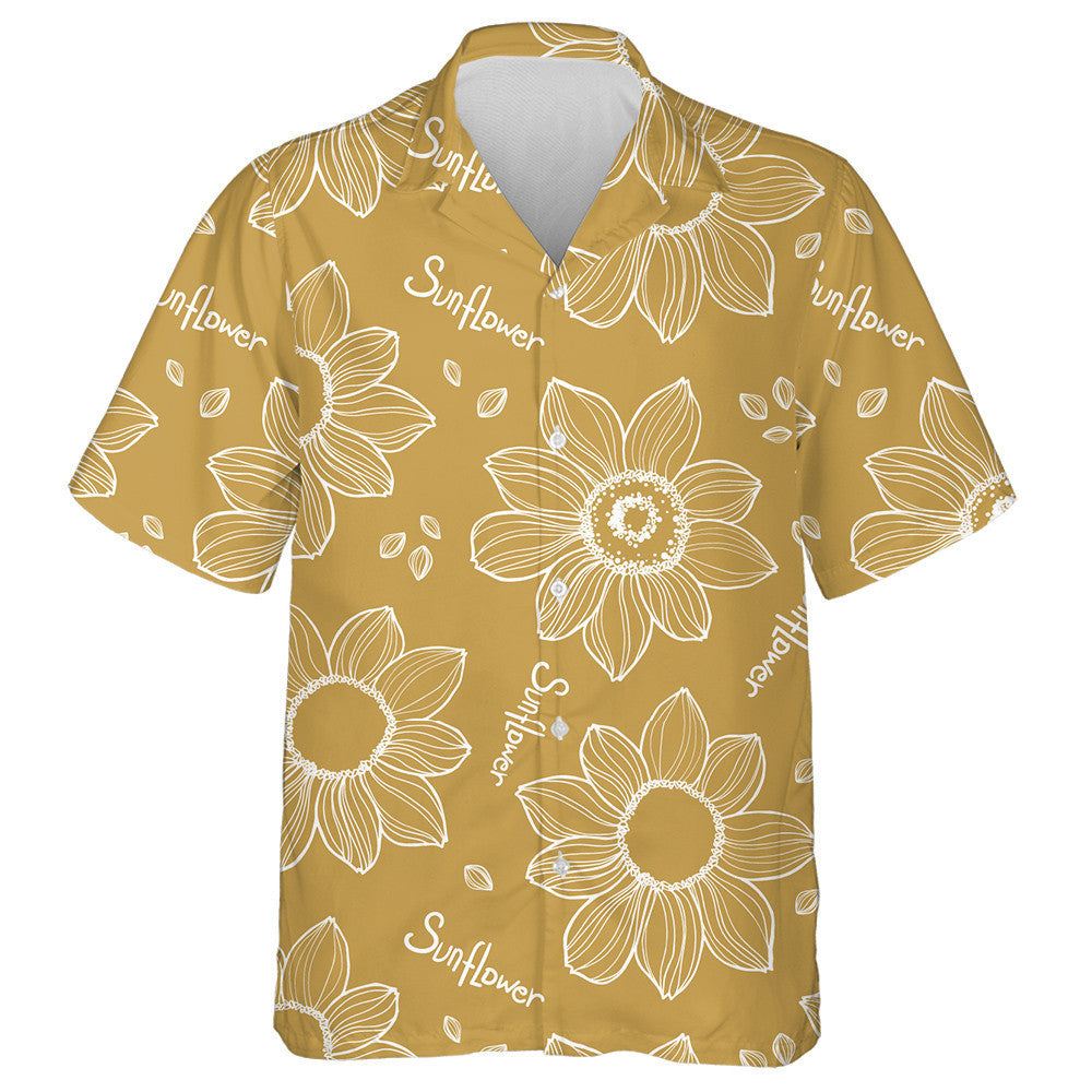 Simple Hand Drawn Sunflowers With Script Pattern Hawaiian Shirt, Hawaiian Shirt Gift, Christmas Gift