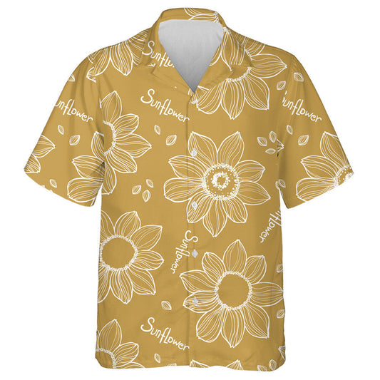 Simple Hand Drawn Sunflowers With Script Pattern Hawaiian Shirt, Hawaiian Shirt Gift, Christmas Gift