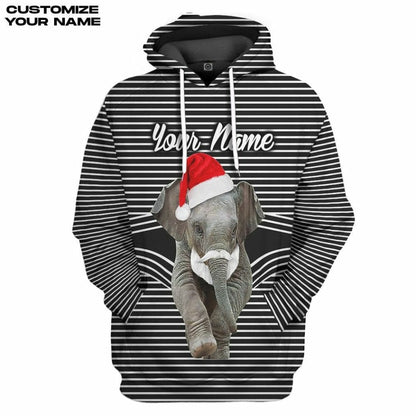 3D Elefant Weihnachten Custom T-Shirt Hoodie Bekleidung