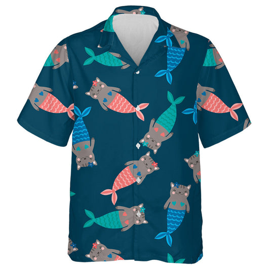 Magic Cute Mermaids Funny Little Cats Hawaiian Shirt, Hawaiian Shirt Gift, Christmas Gift
