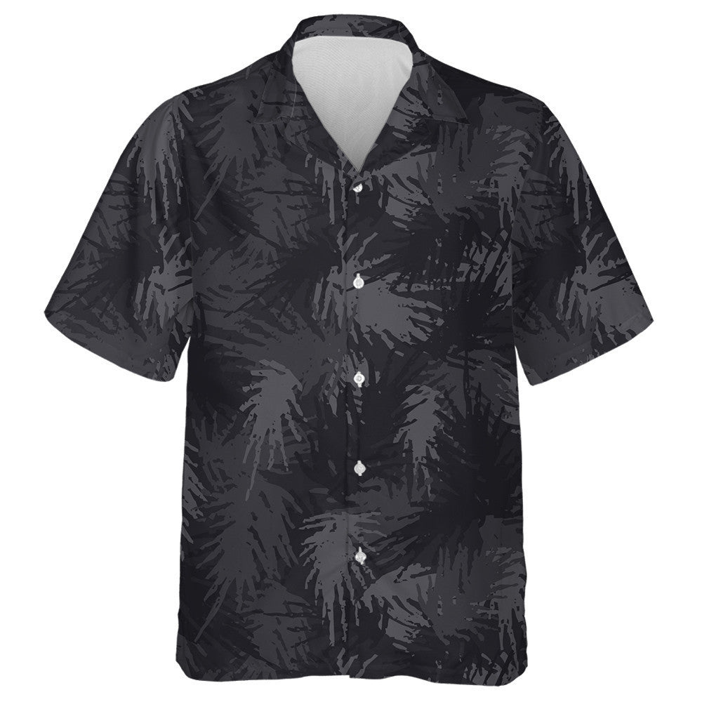 Dark Theme Tropical Needles Plants Camouflage Grunge Pattern Hawaiian Shirt, Hawaiian Shirt Gift, Christmas Gift