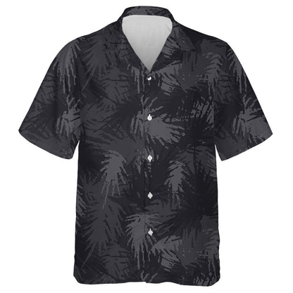 Dark Theme Tropical Needles Plants Camouflage Grunge Pattern Hawaiian Shirt, Hawaiian Shirt Gift, Christmas Gift