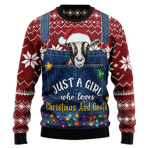 Just A Girl Who Loves Christmas And Goats Ugly Christmas Sweater,Christmas Ugly Sweater,Christmas Gift,Gift Christmas 2024