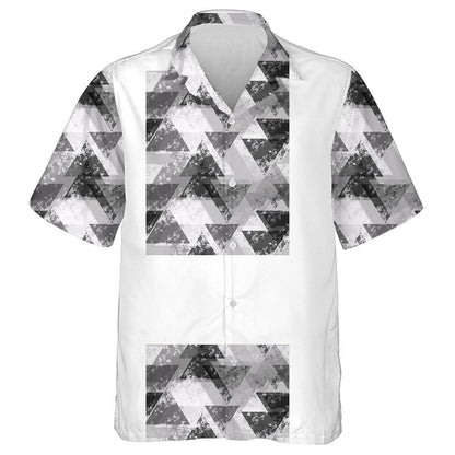 Distressed Grunge Style Triangles In Gray Camo Pattern Hawaiian Shirt, Hawaiian Shirt Gift, Christmas Gift
