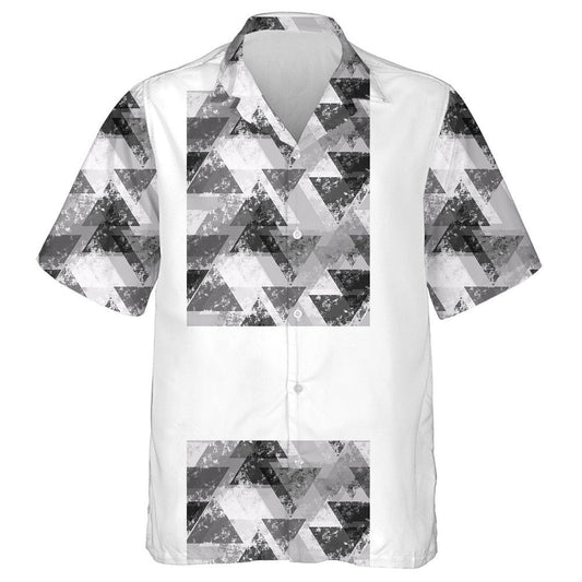 Distressed Grunge Style Triangles In Gray Camo Pattern Hawaiian Shirt, Hawaiian Shirt Gift, Christmas Gift