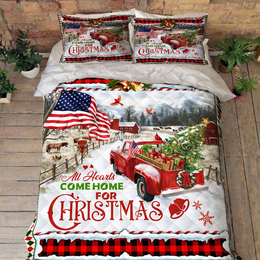Christmas Red Truck American Quilt Bedding Set Bedroom Set Bedlinen 3D ,Bedding Christmas Gift,Bedding Set Christmas