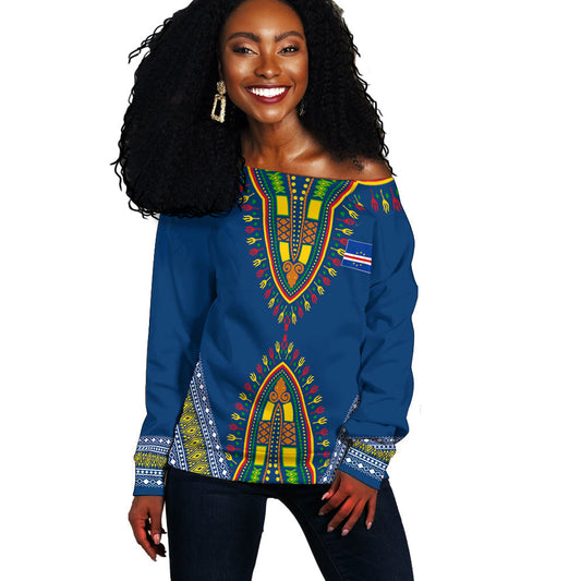 Kabu Verdi Dashiki Design Personalised Off Shoulder Sweater - Proud Cape Verdean, Christmas Ugly Sweater, Christmas Gift, Gift Christmas 2024