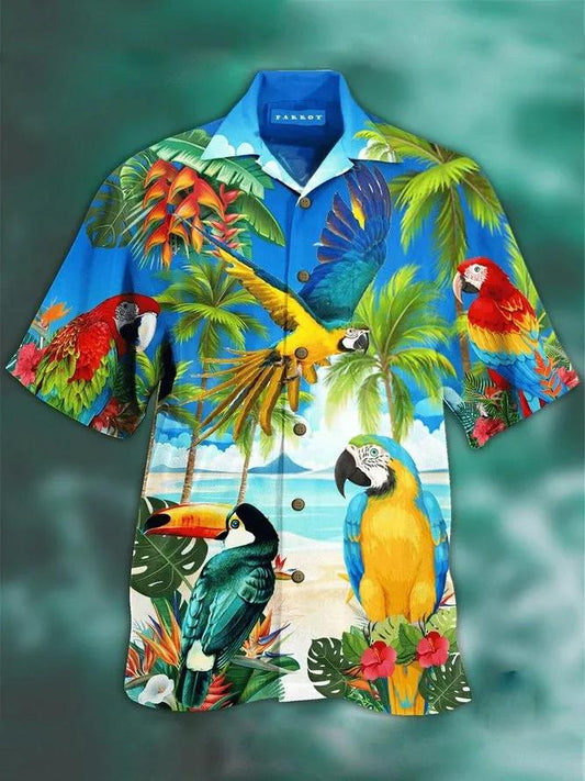 Birds Hawaiian Aloha Shirt Unisex Shorts Sleeve Colorful Hawaiian Shorts Beach Short Sleeve,Hawaiian Shirt Gift, Christmas Gift