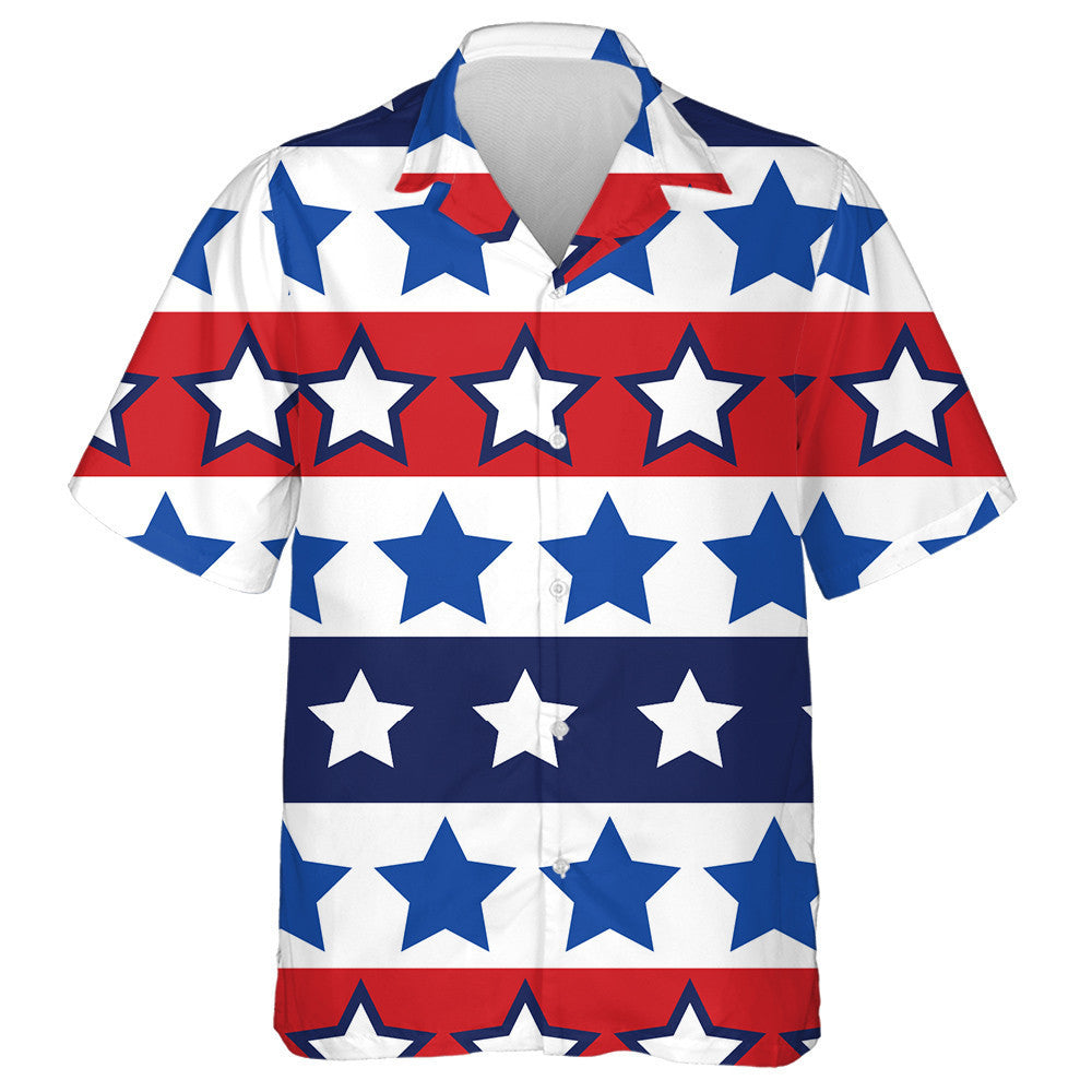 Fourth Of July Colorful Stars Collection Striped Pattern Hawaiian Shirt, Hawaiian Shirt Gift, Christmas Gift
