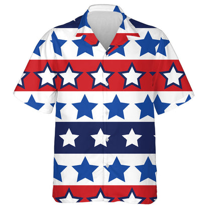 Fourth Of July Colorful Stars Collection Striped Pattern Hawaiian Shirt, Hawaiian Shirt Gift, Christmas Gift