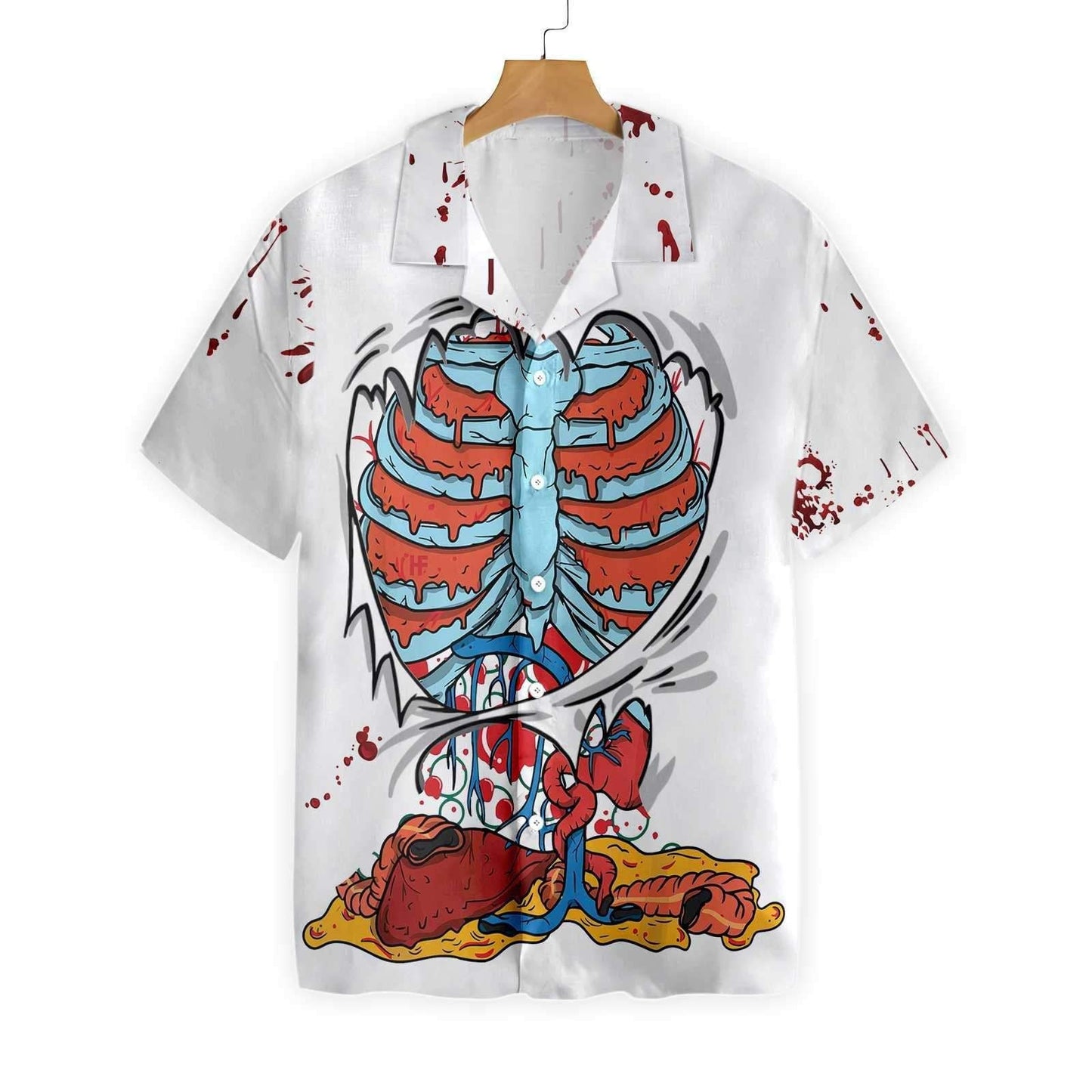 Creepy Ripped Open Rib Cage Organs Dramatic Hawaiian Shirt, Hawaiian Shirt Gift, Christmas Gift
