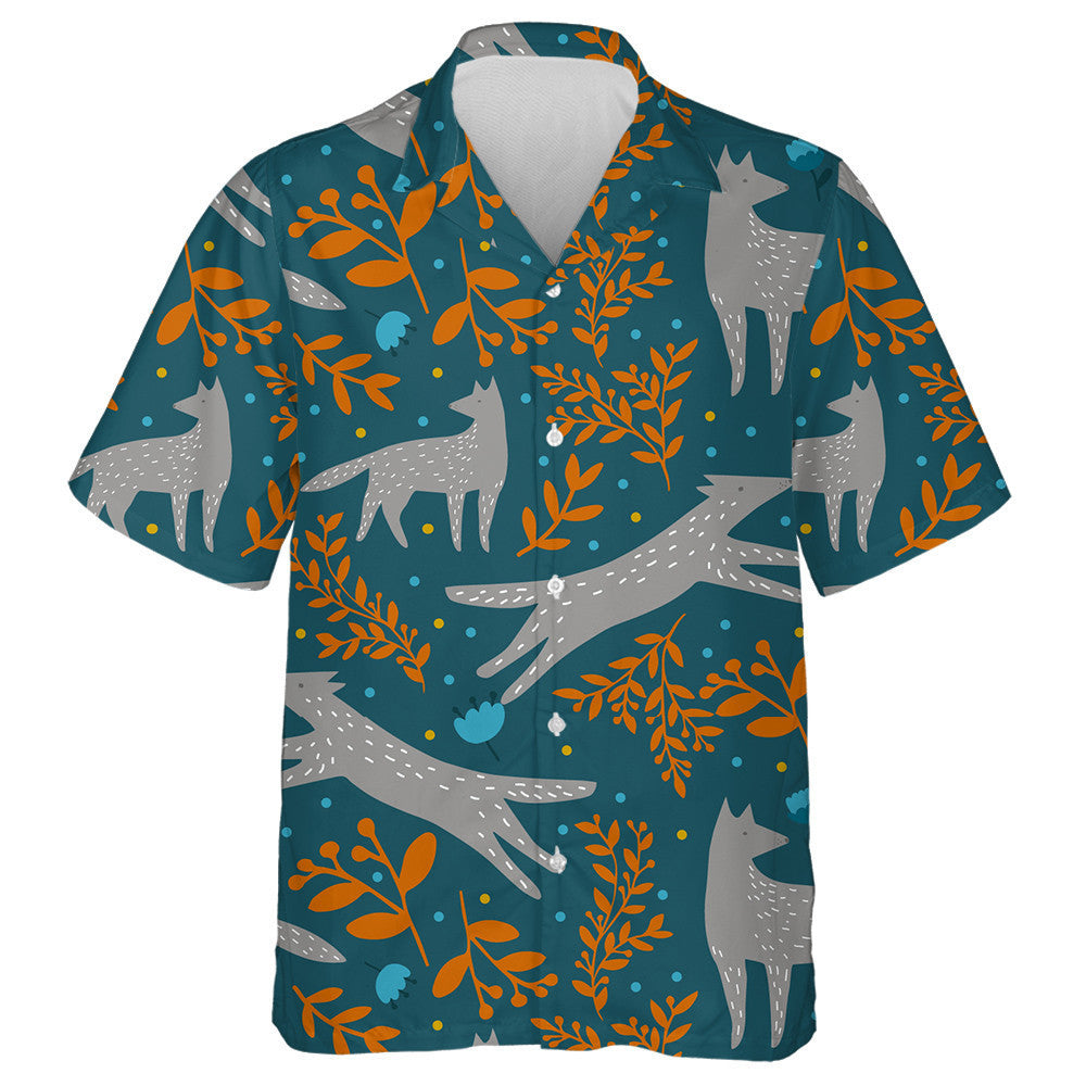 Ethnic Wolf In Vintage Style On Emerald Background Hawaiian Shirt, Hawaiian Shirt Gift, Christmas Gift