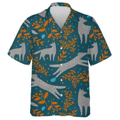 Ethnic Wolf In Vintage Style On Emerald Background Hawaiian Shirt, Hawaiian Shirt Gift, Christmas Gift
