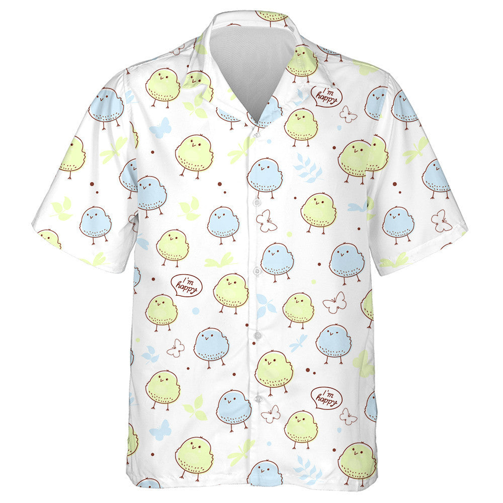 Blue And Green Hatched Chicken With Dragonfly Butterfly Hawaiian Shirt, Hawaiian Shirt Gift, Christmas Gift