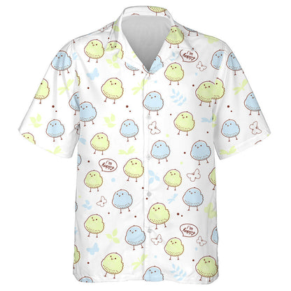Blue And Green Hatched Chicken With Dragonfly Butterfly Hawaiian Shirt, Hawaiian Shirt Gift, Christmas Gift