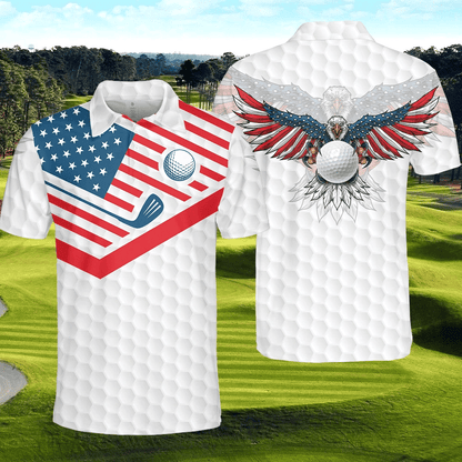Golf With American Eagles White Theme Hawaiian Shirt,Hawaiian Shirt Gift, Christmas Gift