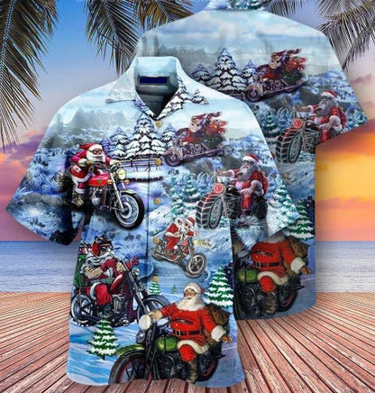 Christmas Driving With Santa Claus Snowy Holiday Hawaiian Shirt, Hawaiian Shirt Gift, Christmas Gift