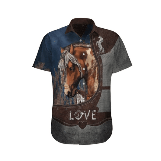 Love Horse Watercolor Design Hawaiian Shirt, Hawaiian For Gift