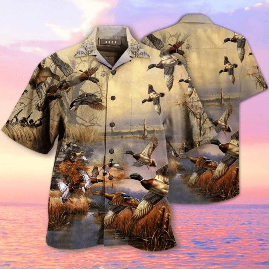 Duck Hunting Hawaiian Aloha Aloha Shirts Hawaiian Shorts Beach Short Sleeve, Hawaiian Shirt Gift, Christmas Gift