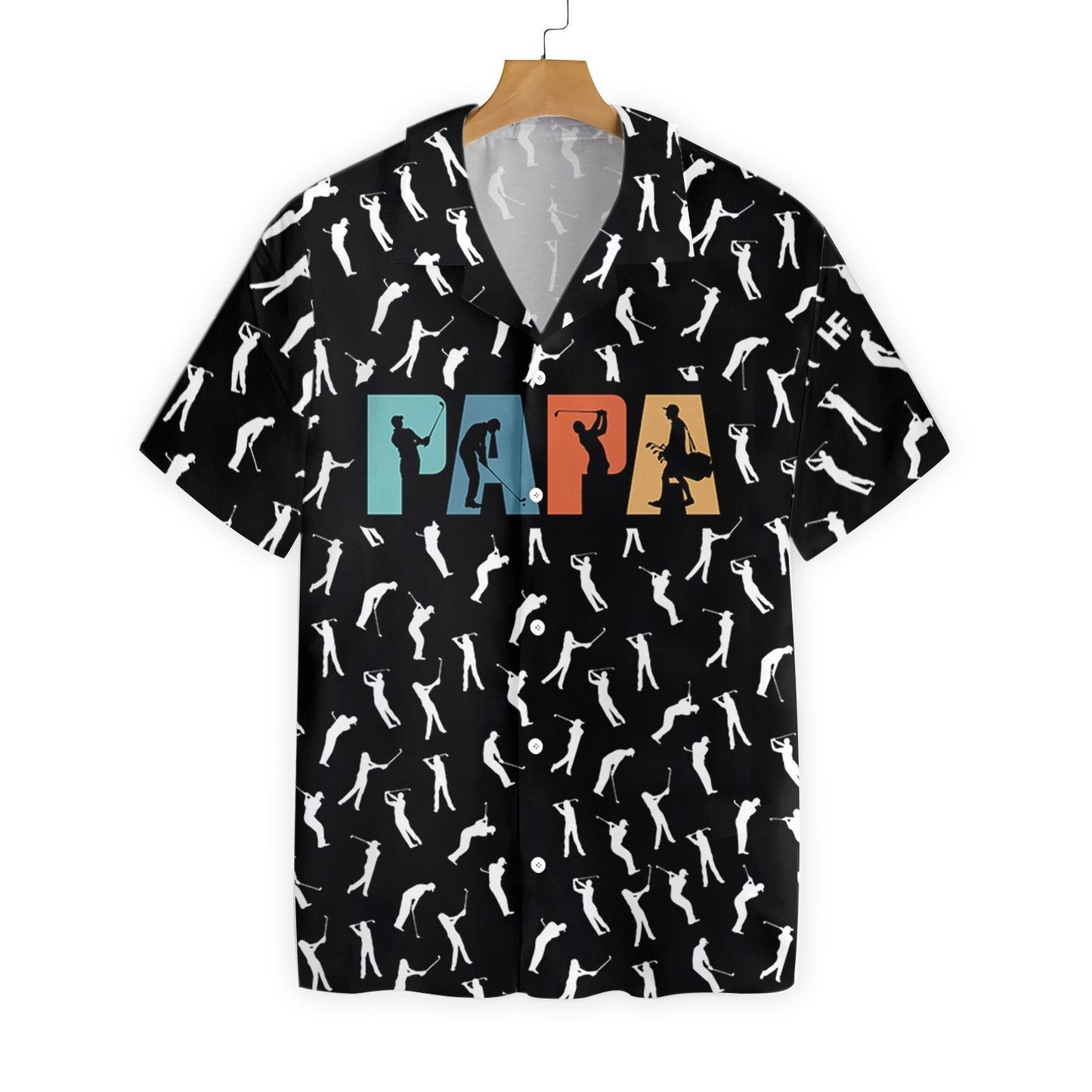 Golf Retro Golfing Papa Black And White Design Hawaiian Shirt, Hawaiian Shirt Gift, Christmas Gift
