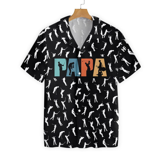Golf Retro Golfing Papa Black And White Design Hawaiian Shirt, Hawaiian Shirt Gift, Christmas Gift