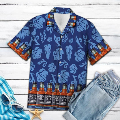 Cheer For Day Whisky Palm Leaves Pattern Hawaiian Shirt, Hawaiian Shirt Gift, Christmas Gift