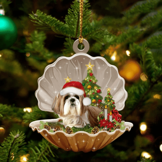Cute Shih Tzu Sleeping in Pearl Dog Christmas Ornament Flat Acrylic, Christmas Gift,Christmas Decoration