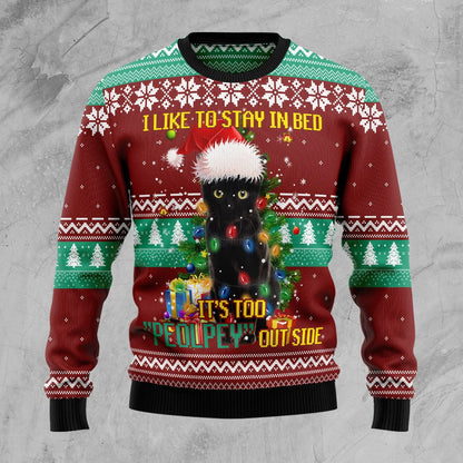 Black Cat Like Stay To In Bed Xmas Ugly Christmas Sweater , Christmas Ugly Sweater,Christmas Gift,Gift Christmas 2024