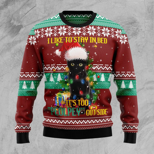 Black Cat Like Stay To In Bed Xmas Ugly Christmas Sweater , Christmas Ugly Sweater,Christmas Gift,Gift Christmas 2024