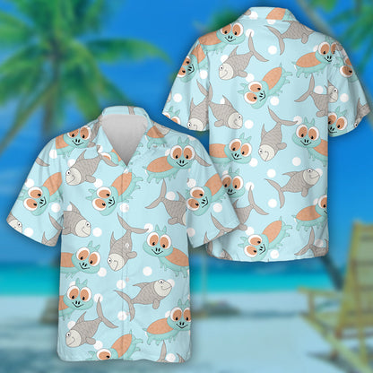 Turtle And Green Leaves Monstera Word Baby Hawaiian Shirt, Hawaiian Shirt Gift, Christmas Gift
