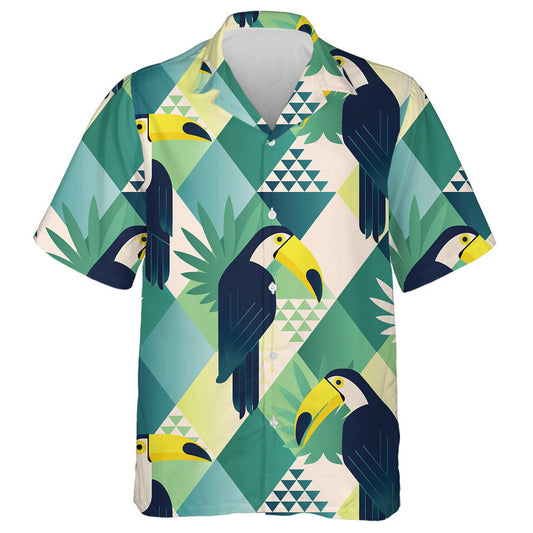 Funny Bird On Rhombus Patchwork Background Hawaiian Shirt,Hawaiian Shirt Gift, Christmas Gift