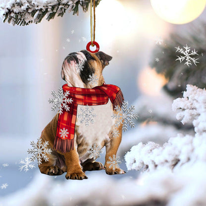 Bulldog snow gift for bulldog lover gift for dog mom ornament, Happy Christmas Ornament, Christmas Gift, Christmas Decoration