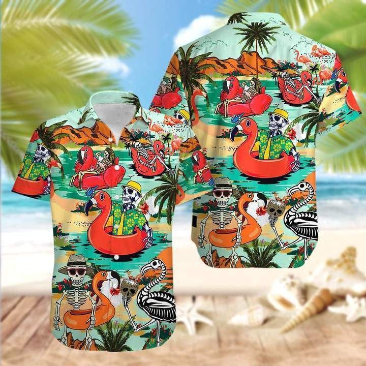 Red Funny Skull Background Design Hawaiian Shirt,Hawaiian Shirt Gift, Christmas Gift