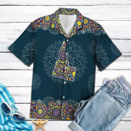 Colorful Map Of Idaho Mandala Flower Patchwork Pattern Hawaiian Shirt, Hawaiian Shirt Gift, Christmas Gift