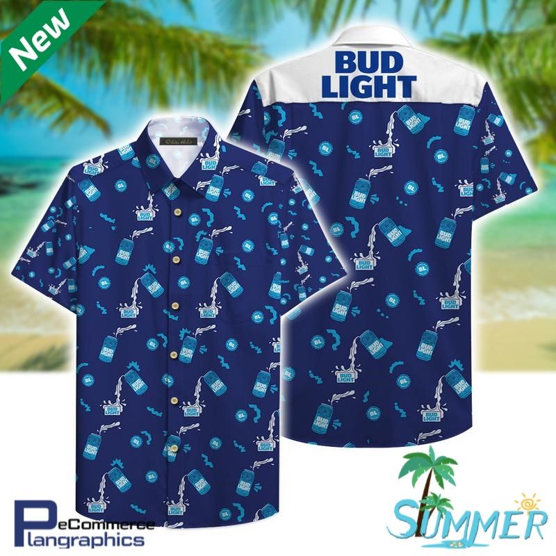 Bud Lightbeer Aloha Shirt Hawaiian Aloha Shirt Hawaiian Shorts Beach Short Shirt, Hawaiian Shirt Gift, Christmas Gift