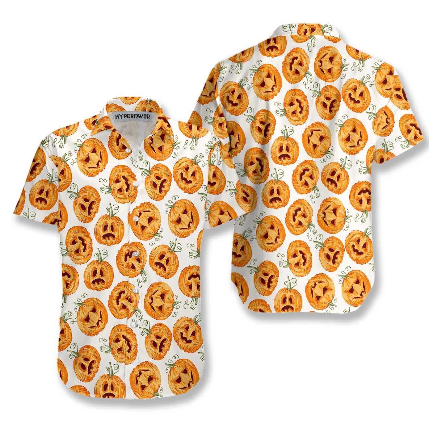 Pumpkin Pattern Halloween Hawaiian Shirt, Halloween Shirt For Men And Women,Hawaiian Shirt Gift, Christmas Gift