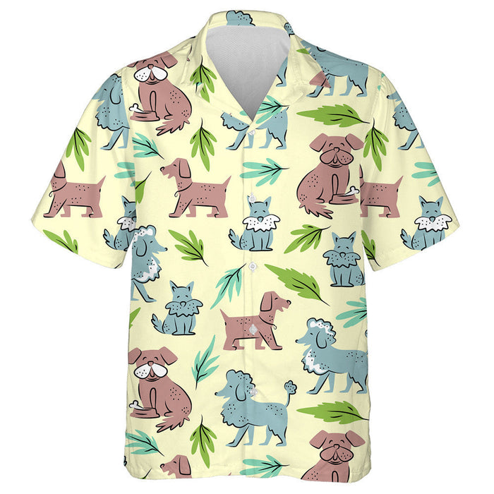 Funny Dog And Leaves Isolated Background Hawaiian Shirt,Hawaiian Shirt Gift, Christmas Gift