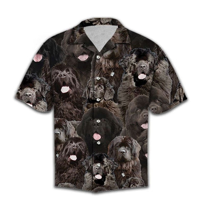 Awesome Dark Color Newfoundland Dog Face Themed Hawaiian Shirt, Hawaiian Shirt Gift, Christmas Gift