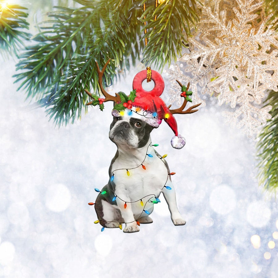 Boston Terrier Christmas Tree Flat 2D Ornament, Dog Pet Lover Gifts, Christmas Tree Ornament, Home Decor, Christmas Ornament Gift, Christmas Gift, Christmas Decoration
