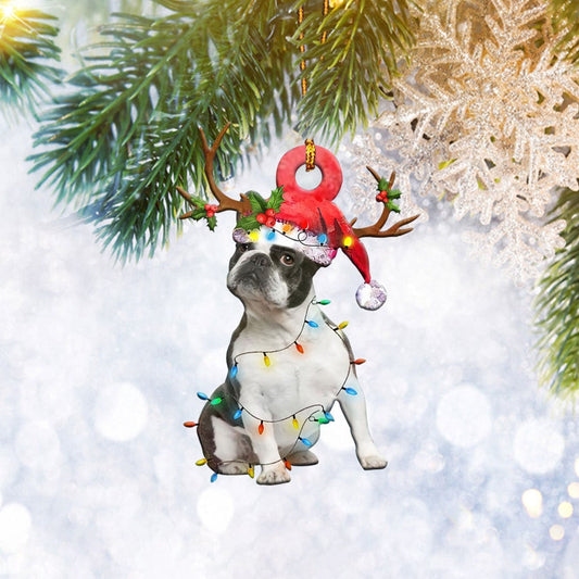 Boston Terrier Christmas Tree Flat 2D Ornament, Dog Pet Lover Gifts, Christmas Tree Ornament, Home Decor, Christmas Ornament Gift, Christmas Gift, Christmas Decoration