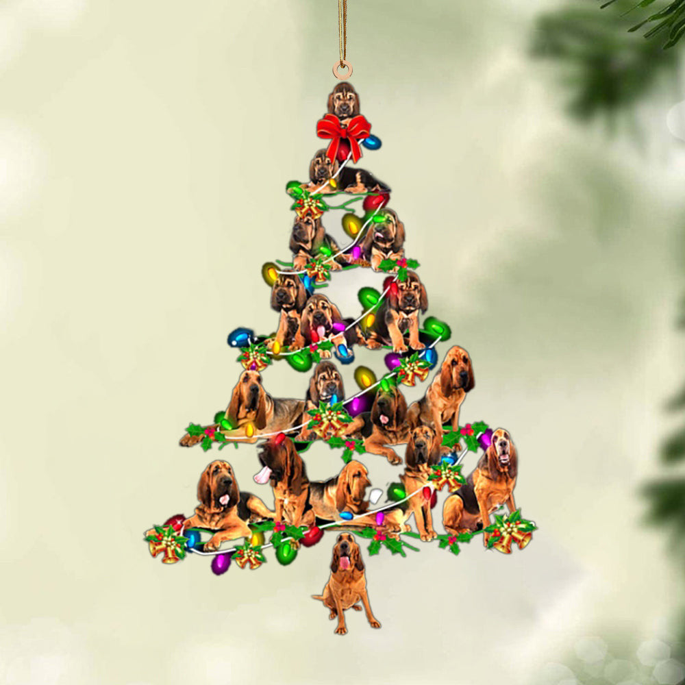 Bloodhound-Christmas Tree Lights-Two Sided Christmas Plastic Hanging Ornament, Christmas Ornament Gift, Christmas Gift, Christmas Decoration