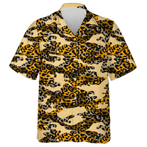 Wild Animals Leopard Camouflage In Simple Cartoon Hawaiian Shirt, Hawaiian Shirt Gift, Christmas Gift