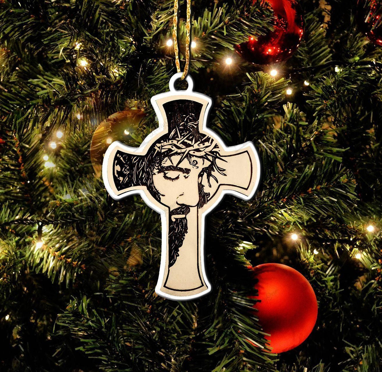 Cross Jesus Ornament, Christmas Shape Ornament, Happy Christmas Ornament, Christmas Gift, Christmas Decoration