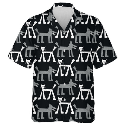 Grey Wolf And White Cat In The Forest Hawaiian Shirt, Hawaiian Shirt Gift, Christmas Gift