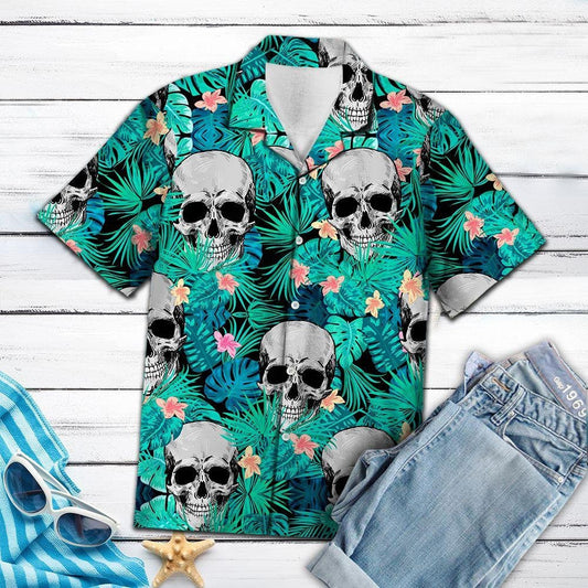 Smiling Skull Tropical Jungle Design Hawaiian Shirt,Hawaiian Shirt Gift, Christmas Gift