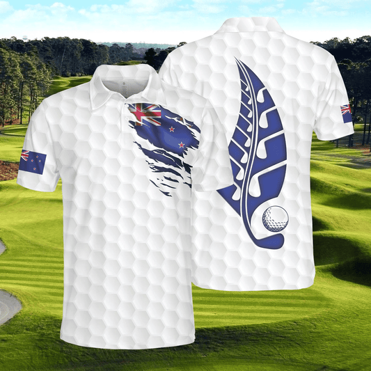 New Zealand Golf Purple Pattern White Theme Hawaiian Shirt, Hawaiian Shirt Gift, Christmas Gift