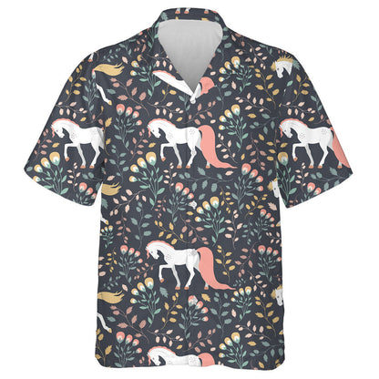 Beautiful Horses On A Background Of Flowers And Plants Hawaiian Shirt, Hawaiian Shirt Gift, Christmas Gift
